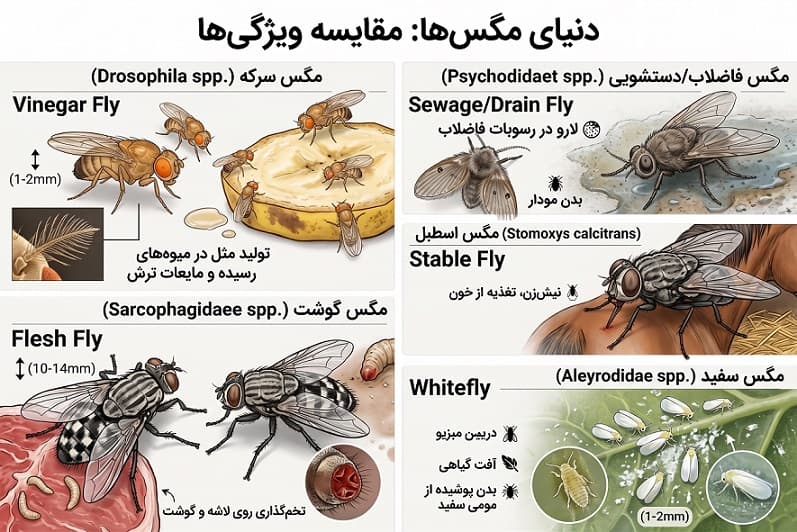 انواع مگس و تفاوت ان ها 